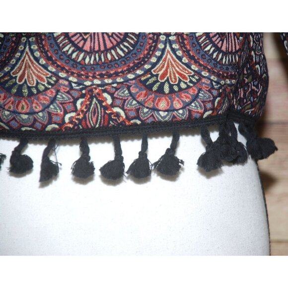 Chelsea & Violet Brocade Bolero Open Jacket Tassel Fringe Rich Colors Size S - Picture 8 of 11